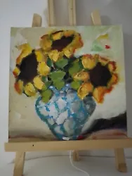 Buy Sunflowers Painting Flowers Painting Vintage Style  Cardboard Original Decor • 20.50£