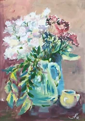 Buy White Red Flowers Painting Watercolor Original Still Life Artwork Floral Art • 58.02£