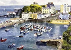 Buy TENBY HARBOUR SEASCAPE BEACH BOATS WEST WALES PAINTING Canvas Wall Art 20x30inc • 29£