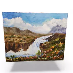 Buy Oil Original Still Painting On Canvas 20x16 Inches Waterfall Landscape Signed • 81.03£