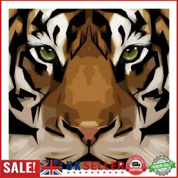 Buy Brown Tiger Colouring Oil Canvas Pictures DIY Hand Painted Paint By Numbers Kit  • 6.66£