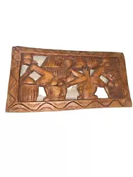 Buy Vintage Hand Carved Wood Wall Decor 3D Panel Village Tribal Collection Scene • 26.45£