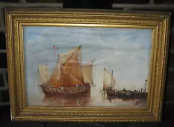Buy Original Oil Painting Antique Vintage Ship Boats In Storm Textured Oil On Canvas • 12.95£