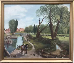 Buy Vintage Original Oil Painting On Canvas Board Boats River Large 66cm X 55cm VGC • 34.90£