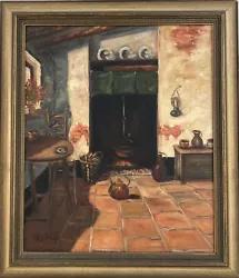 Buy Interior With Fireplace Kitchen Oil Painting Army Signed 73 X 63 CM • 129.28£