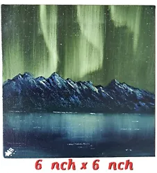 Buy AURORA BOREALIS  Over Mountain And Lake In Oil On Canvas Unframed Signed  • 15£