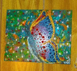 Buy Butterfly Canvas Painting With Rhinestones, Texure, & Glow-In-The-Dark Effects • 1,574.99£