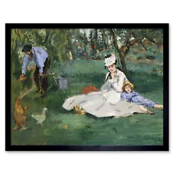 Buy Manet Monet Family In Their Garden Argenteuil Painting Wall Art Print Framed • 26.99£