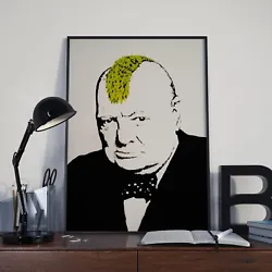 Buy Banksy Winston Churchill With Mohican Graffiti Poster Print Picture A3 A4 • 4.74£