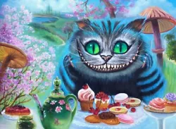 Buy Cheshire Cat Alice In Wonderland Original Oil Painting Best Kid's Room Wall Art • 175£