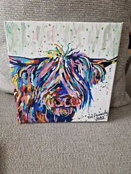 Buy Highland Cow Painting. 30 X 30 Cm, Ready In Box For Delivery.  • 25£