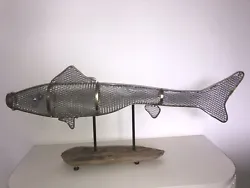 Buy Fish, Art Sculpture, Metal Art, Brass/aluminium, Driftwood Base • 120£