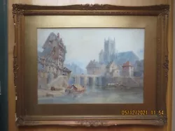 Buy Watercolour Painting By Artist Paul Marny 1829-1914, Framed, Town & River Scene • 175£