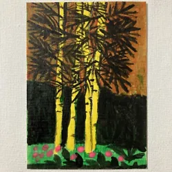 Buy ACEO ORIGINAL PAINTING Mini Collectible Art Card Signed Nature Bamboo Trees Ooak • 8.30£