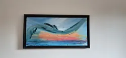 Buy Abstract Colourful Rainbow Sky Oil Painting On Canvas - Medium/large - Framed • 60£