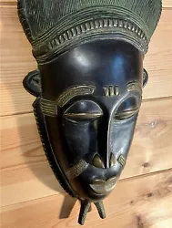 Buy Vintage Côte D'Ivoire Baule Patinated Mblo African Wall Art Mask 1.6 Kilos • 285£