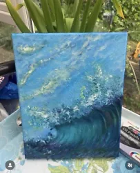 Buy Original Wave Sea Painting 20x30 Cm Beautiful Sky Blue / Green Wave Seascape • 75£