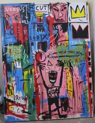 Buy LARGE JEAN-MICHEL BASQUIAT 1982 ACRYLIC ON CANVAS 47.5 X 35.5 In. GOOD CONDITION • 552.63£
