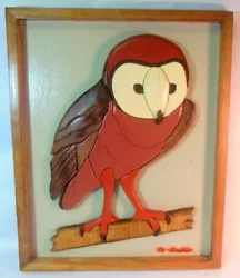Buy Vtg Framed CARVED WOOD BARN OWL Sculpture Artist Signed Ed Lamphiere • 118.50£