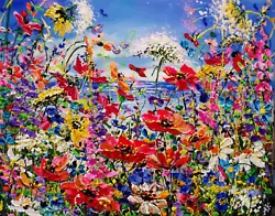 Buy Original Acrylic Painting  Canvas 40x50 Cm, Signed Akalustudio, Flower Whispers • 59£