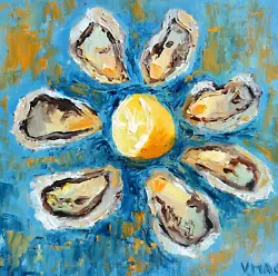 Buy Original Oil Painting Fish Signed STILL LIFE Oysters Lemon Food Wall Art • 47.24£