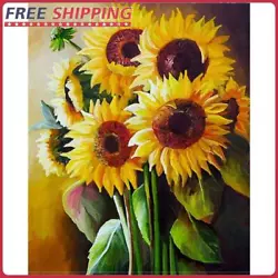Buy Frameless Painting By Numbers DIY Sun Flower Hand Painted Canvas Oil Art Picture • 7.07£