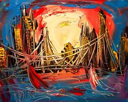 Buy New York  Sky Abstract Pop Art Painting Original Oil  Canvas Gallery   TT54G5 • 84.05£