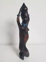 Buy VINTAGE Carved Solid Hard Wood African Tribal Women Decor Art Figure Statue • 15£
