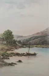Buy Original Antique Watercolour - Scottish School - Boat In A Coastal Landscape • 9.95£