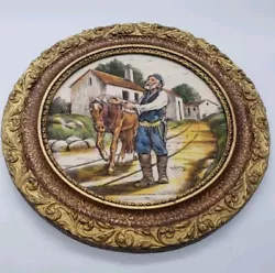 Buy Vintage Artini Sculptured Engraving  4D Hand Painted Wall Art Man Horse 13   • 28.08£