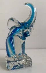 Buy Stunning Heavy Art Glass Blue Elephant Figurine 18cm • 20£