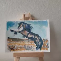 Buy ACEO Original Painting Horse Arabian Stallion  • 6.02£