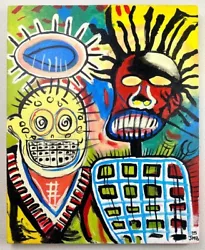 Buy Jean-Michel Basquiat (Handmade) Acrylic On Canvas Signed & Stamped Painting • 361.11£
