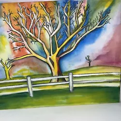 Buy Vintage Tree Of Life Painting Rainbow Colors Artist Signed Original  • 236.81£