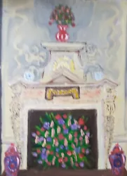 Buy Stately Fireplace With Flower Arrangement - Original Oil Painting By Vicki Neale • 76£