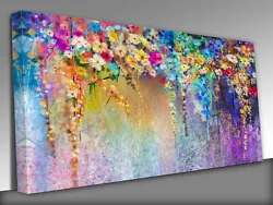 Buy Abstract Floral Watercolor Painting Panoramic Canvas Wall Art Picture Print • 22.99£
