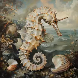 Buy Maritime Paintings, Seahorses Shells Sea, Canvas • 35.15£