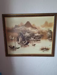 Buy Vintage On Canvas  Chinese Fishing Scene • 8£