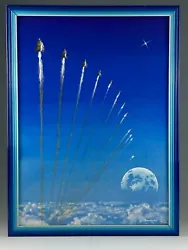 Buy 1980's FANTASTY SCIENCE FICTION SIGNED PAINTING SPACE ROCKETS UNKNOWN ARTIST ? • 195£