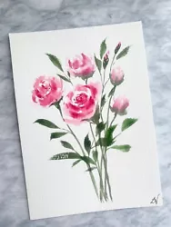 Buy Rose Flowers | Original Hand Painted Watercolour Painting | Floral | A5 • 25£