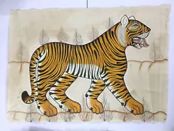 Buy 1980s Jamie Parlade Designer TIGER PAINTING Handmade On Canvas 47 Inch X 34 Inch • 604.42£