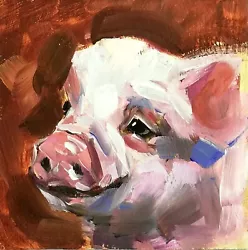 Buy Original Oil Painting Piglet Pig Portrait Farm Animals Art Impressionism Signed • 23.21£