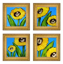 Buy Primitive Sunflower Oil Painting On Canvas 28” Wall Gallery Set Ukrainian Artist • 847.07£