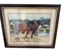 Buy Vintage Scottish Folk Art Primitive Naive Painting Of Clydesdale Work Horses. • 250£