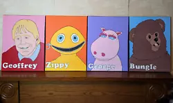 Buy Rainbow Zippy George Geoffrey Bungle UK 80 S Kids TV Show Paintings • 30£