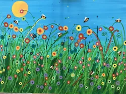 Buy Large Acrylic Meadow Painting. 100cm X 70 Cm. Original Art By Cheryl Fears • 169£