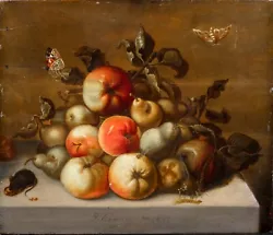 Buy Large 17th Century Dutch Old Master Still Life Fruit Insects Mouse Butterflies  • 9,500£