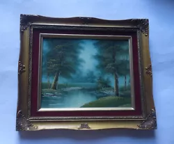 Buy OIL PAINTING ON WOODEN BOARD By A. Antonio: River & Forest Scene / Signed Framed • 50£