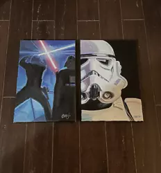 Buy Darth Vader Luke Skywalker, Storm Trooper Set, Pop Art Paintings Chris Cargill • 56.87£