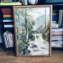 Buy Retro Watercolour Painting Waterfall In Forest  Davies  1989 Signed Wall Decor • 45£